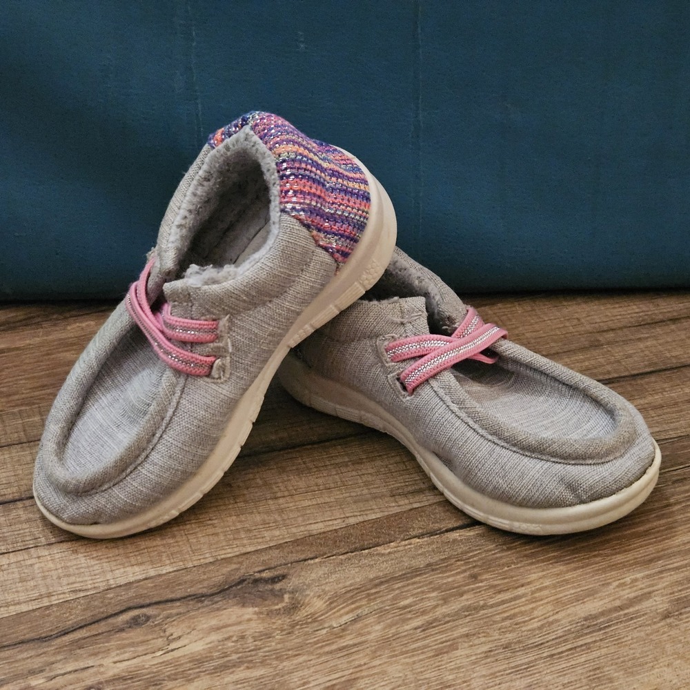 Bumble & Birdie Toddler Girls Size 6 Gray Fleece Lined Slip On Shoes Pink